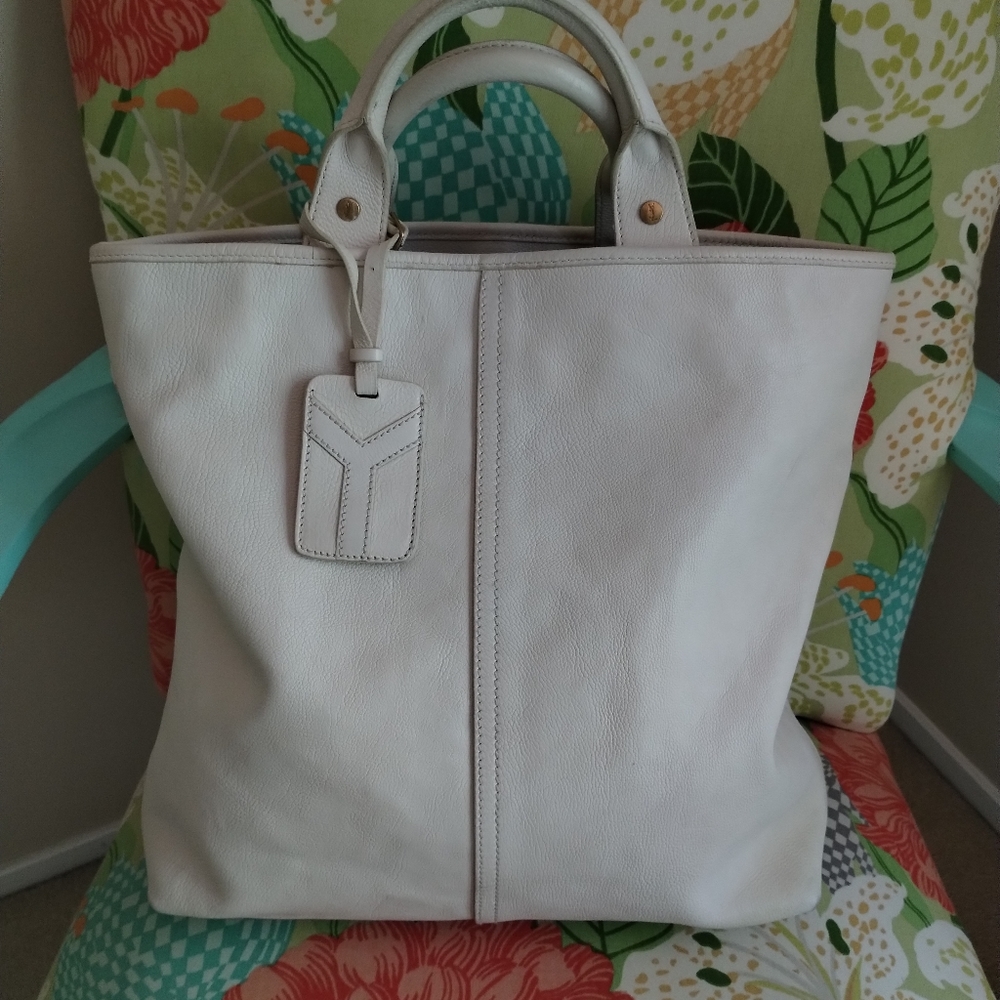 YSL White Shopper Tote
